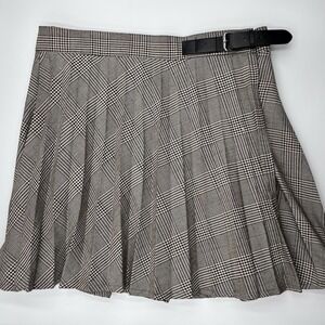 Forever 21 Skirt Juniors Medium Brown Plaid‎ School Girl Tennis Pleated Buckle